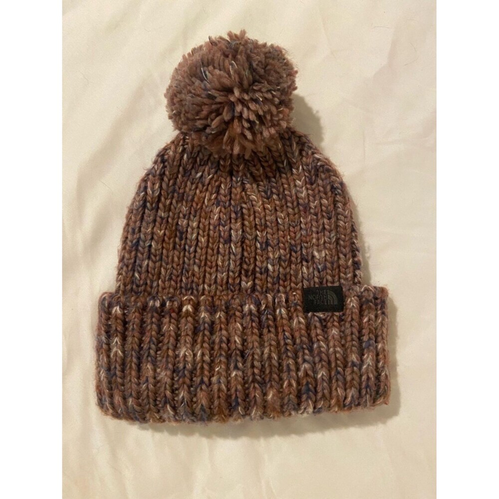 The North Face Women’s Pom Pom Beanie Brown Marled Knit OS